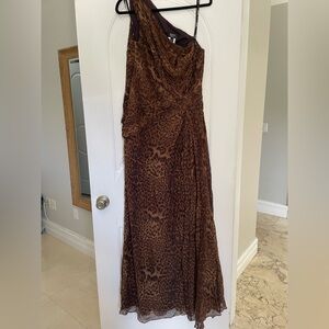 Tadashi Shoji Leopard Print One-Shoulder Dress